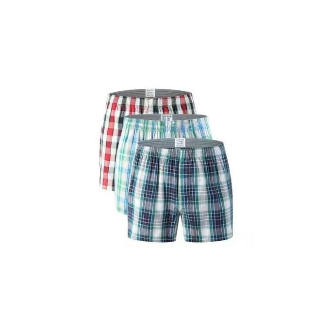 3pack mens cotton checkered boxers.