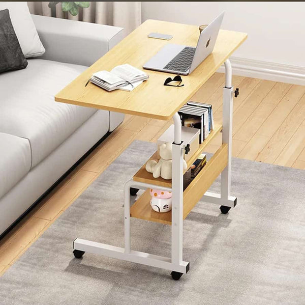 Adjustable &Rollable Table with shelves