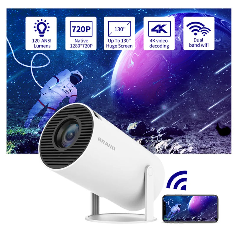 Portable Smart Projector, 4K/ 200 Ansi With 2.4/5G WIFI