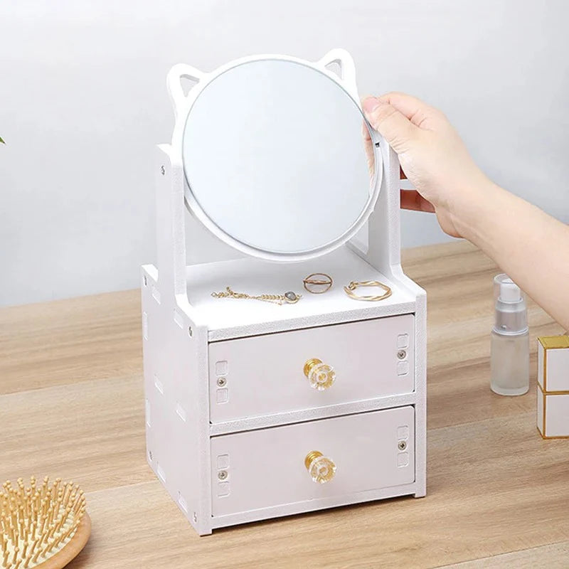 Rotating mirror cosmetics box