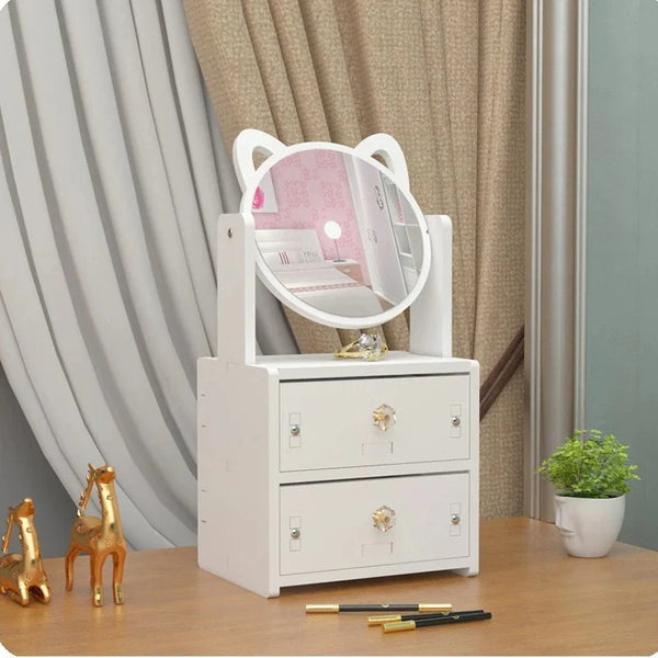 Rotating mirror cosmetics box