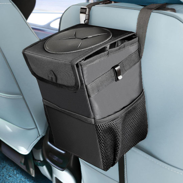 Spillproof car trash can & organiser