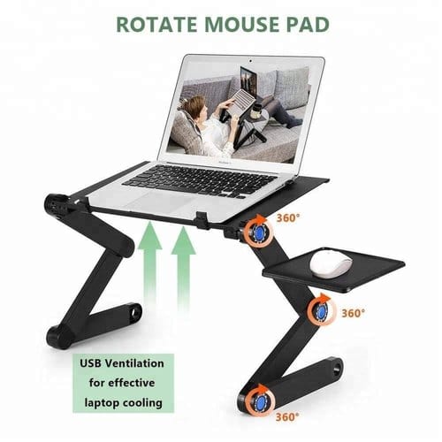 Foldable & portable laptop and reading table -metallic
