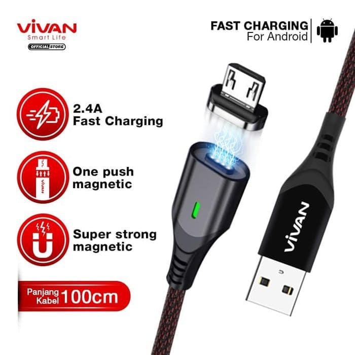 vivan magnetic ast charging cable- android